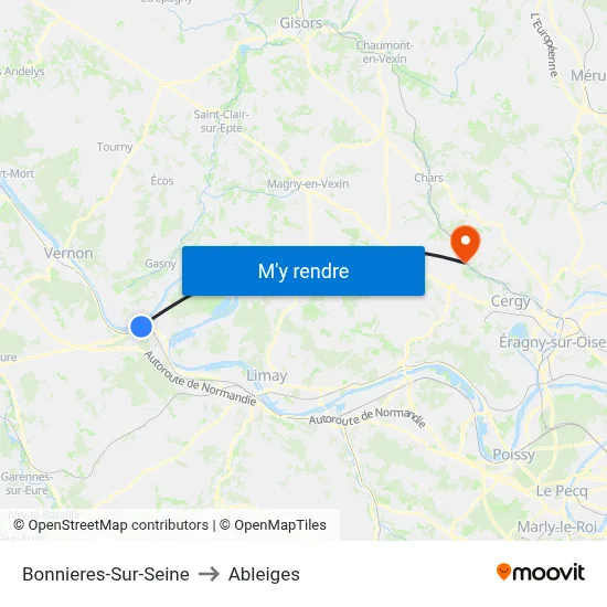Bonnieres-Sur-Seine to Ableiges map