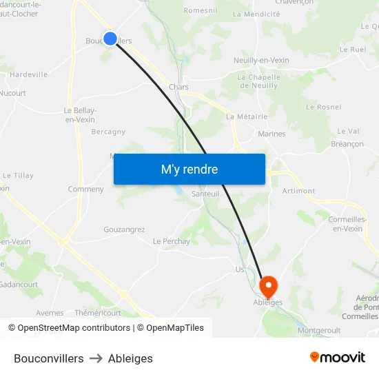 Bouconvillers to Ableiges map