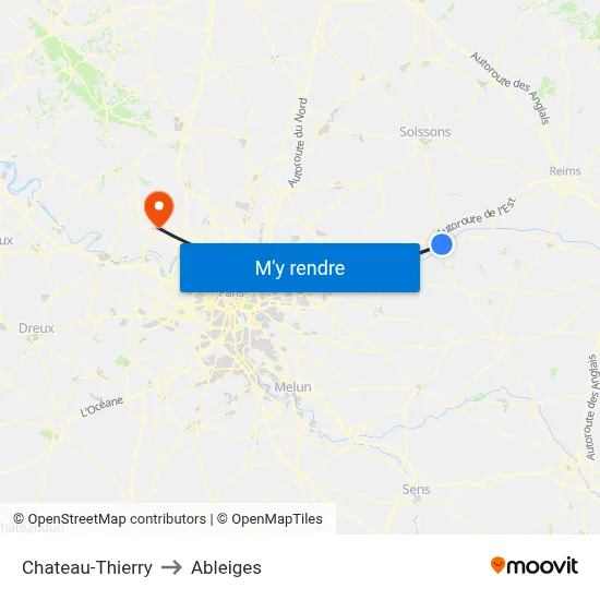 Chateau-Thierry to Ableiges map