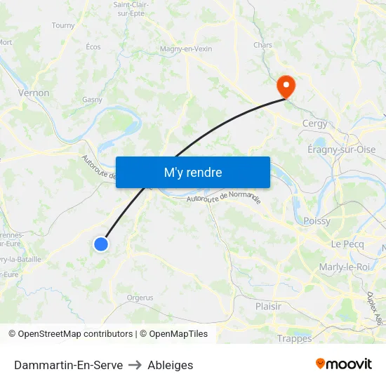 Dammartin-En-Serve to Ableiges map