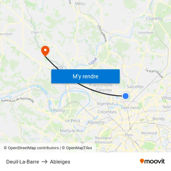 Deuil-La-Barre to Ableiges map