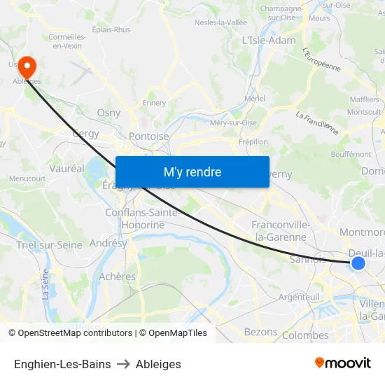 Enghien-Les-Bains to Ableiges map