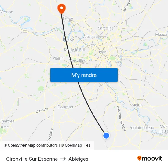 Gironville-Sur-Essonne to Ableiges map