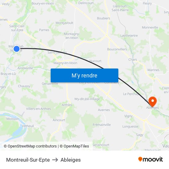 Montreuil-Sur-Epte to Ableiges map