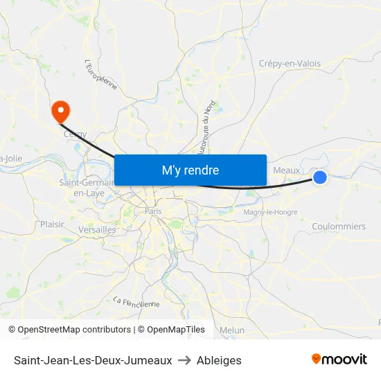 Saint-Jean-Les-Deux-Jumeaux to Ableiges map