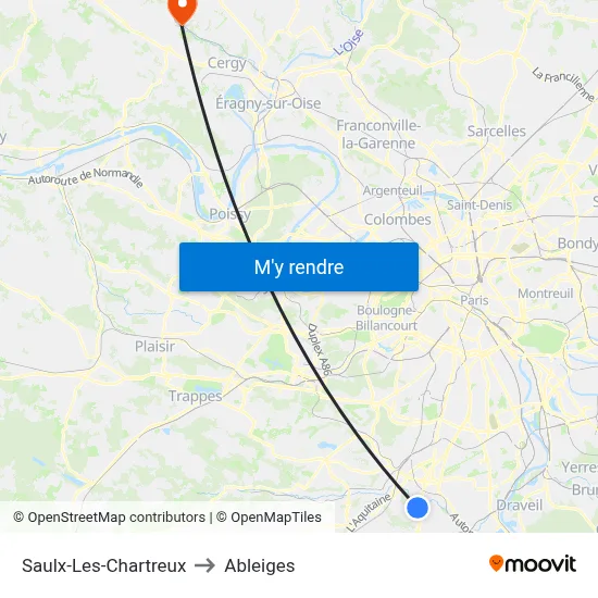 Saulx-Les-Chartreux to Ableiges map