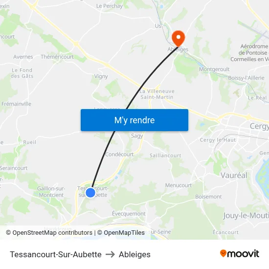 Tessancourt-Sur-Aubette to Ableiges map