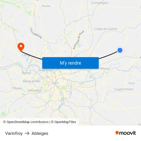 Varinfroy to Ableiges map
