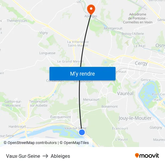 Vaux-Sur-Seine to Ableiges map