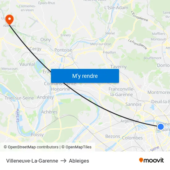 Villeneuve-La-Garenne to Ableiges map