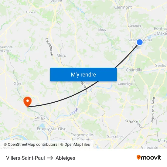 Villers-Saint-Paul to Ableiges map