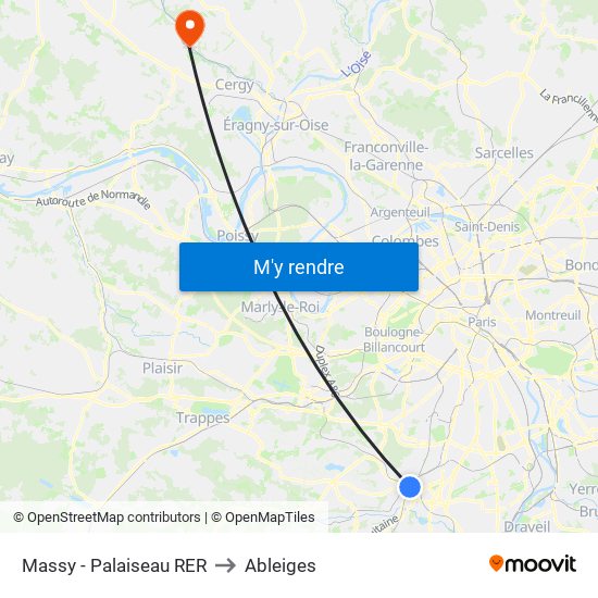 Massy - Palaiseau RER to Ableiges map