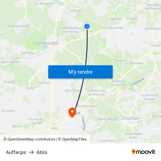 Auffargis to Ablis map