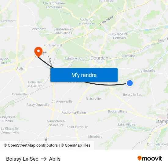 Boissy-Le-Sec to Ablis map