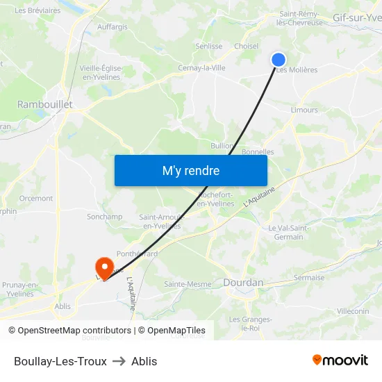 Boullay-Les-Troux to Ablis map