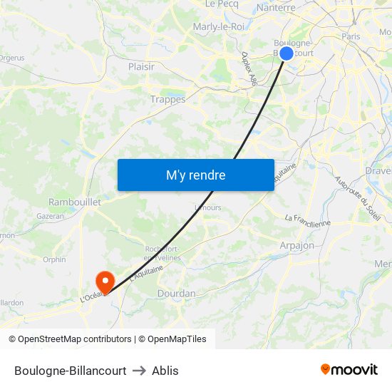Boulogne-Billancourt to Ablis map