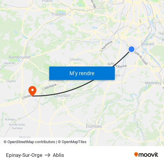 Epinay-Sur-Orge to Ablis map