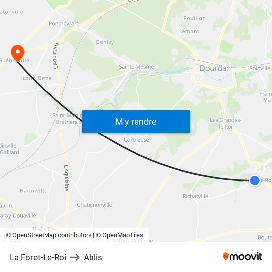 La Foret-Le-Roi to Ablis map