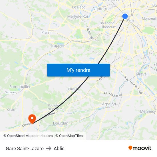 Gare Saint-Lazare to Ablis map