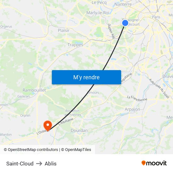 Saint-Cloud to Ablis map