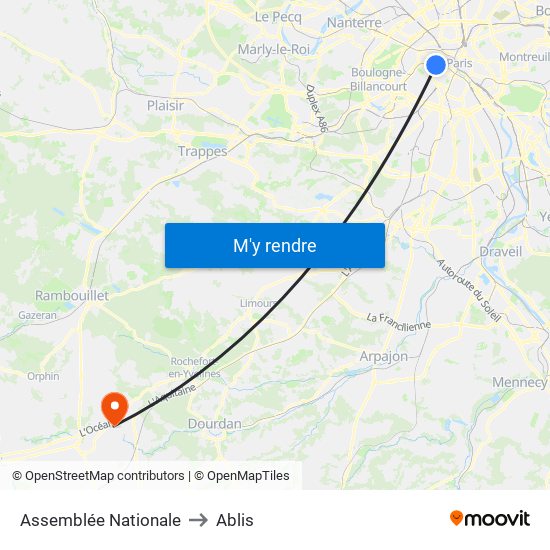 Assemblée Nationale to Ablis map