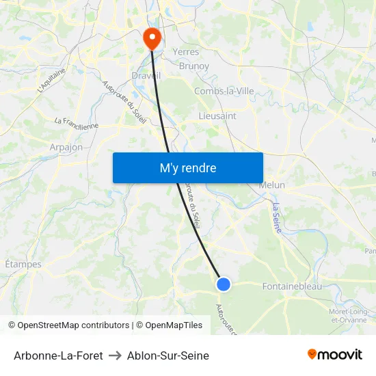 Arbonne-La-Foret to Ablon-Sur-Seine map