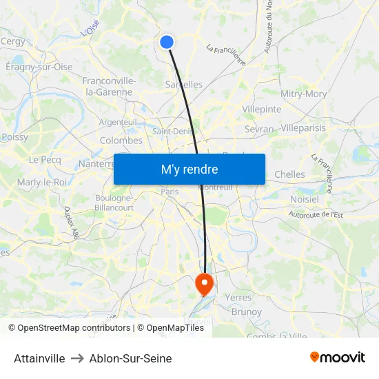Attainville to Ablon-Sur-Seine map