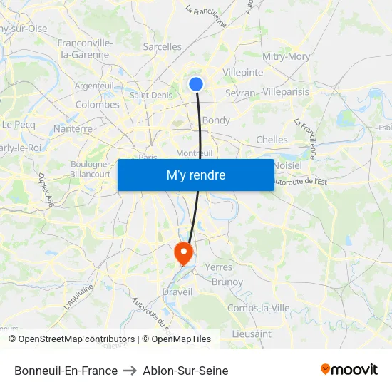 Bonneuil-En-France to Ablon-Sur-Seine map