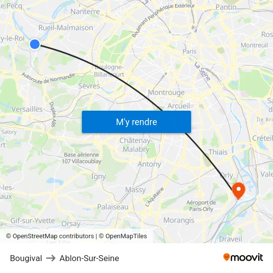Bougival to Ablon-Sur-Seine map