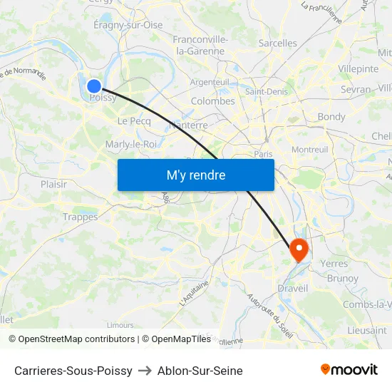 Carrieres-Sous-Poissy to Ablon-Sur-Seine map