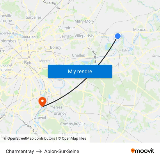 Charmentray to Ablon-Sur-Seine map