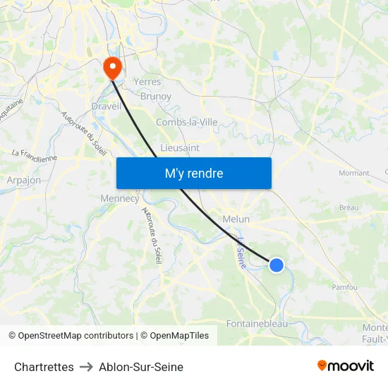 Chartrettes to Ablon-Sur-Seine map