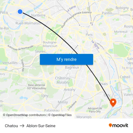 Chatou to Ablon-Sur-Seine map