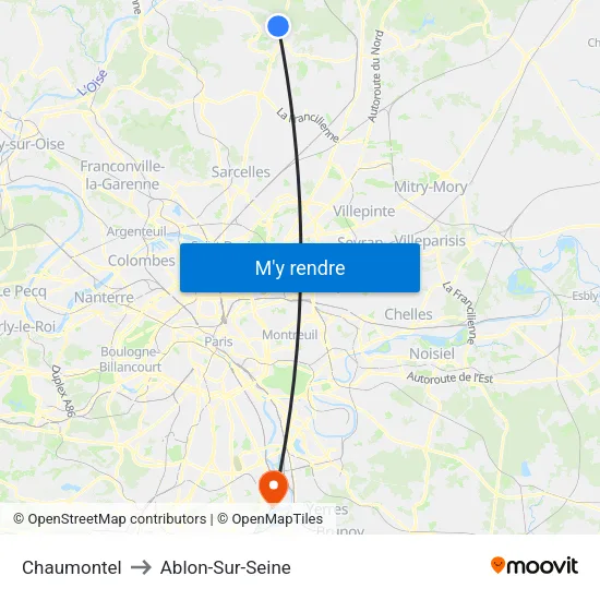 Chaumontel to Ablon-Sur-Seine map