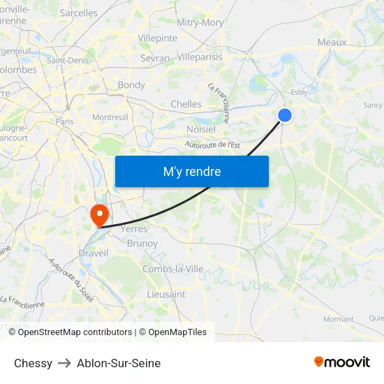 Chessy to Ablon-Sur-Seine map
