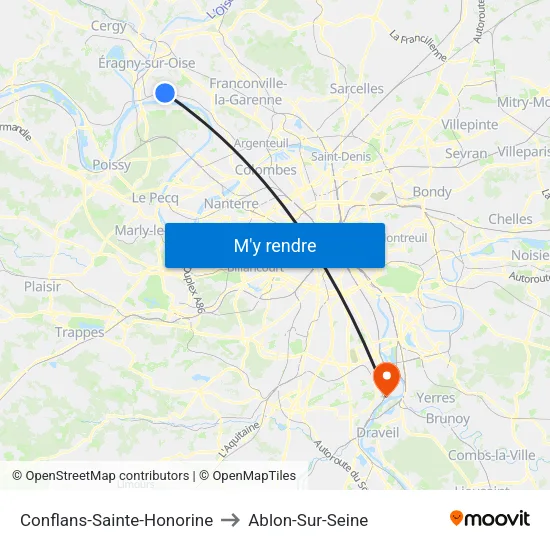 Conflans-Sainte-Honorine to Ablon-Sur-Seine map