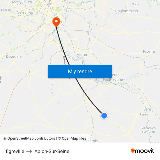 Egreville to Ablon-Sur-Seine map
