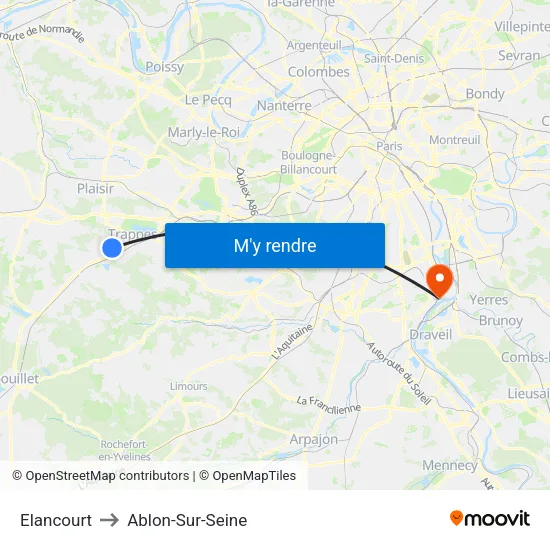 Elancourt to Ablon-Sur-Seine map