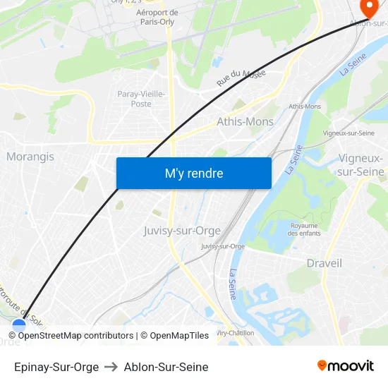 Epinay-Sur-Orge to Ablon-Sur-Seine map