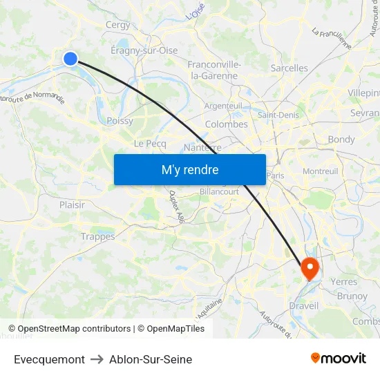 Evecquemont to Ablon-Sur-Seine map