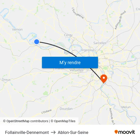 Follainville-Dennemont to Ablon-Sur-Seine map