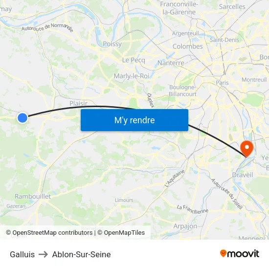 Galluis to Ablon-Sur-Seine map