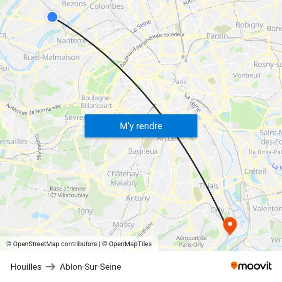 Houilles to Ablon-Sur-Seine map