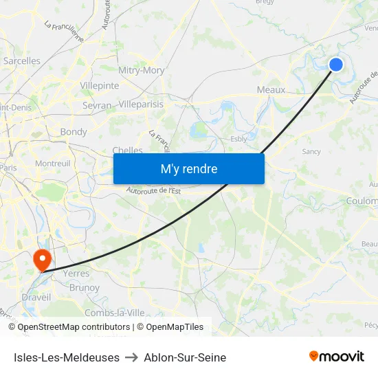 Isles-Les-Meldeuses to Ablon-Sur-Seine map