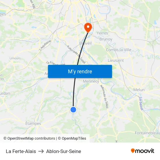 La Ferte-Alais to Ablon-Sur-Seine map