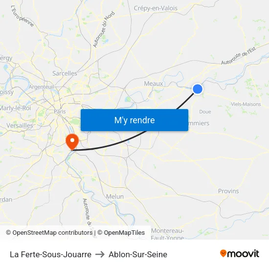 La Ferte-Sous-Jouarre to Ablon-Sur-Seine map