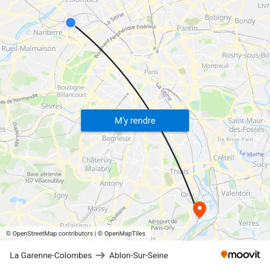 La Garenne-Colombes to Ablon-Sur-Seine map