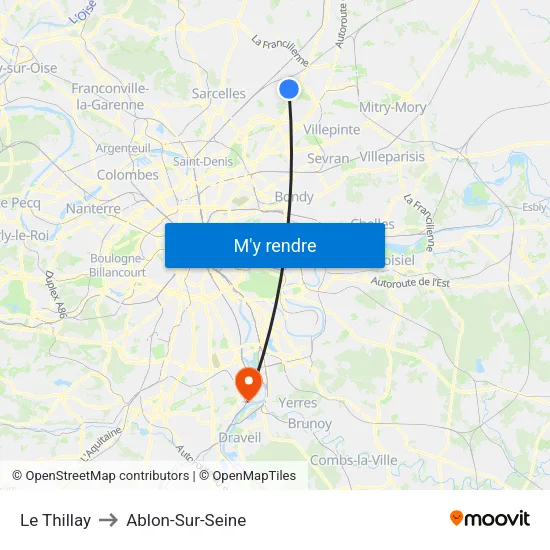 Le Thillay to Ablon-Sur-Seine map