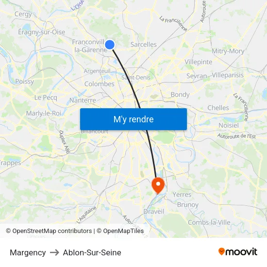Margency to Ablon-Sur-Seine map