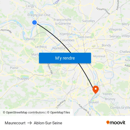 Maurecourt to Ablon-Sur-Seine map